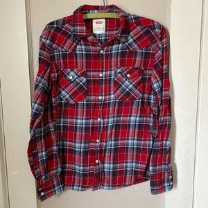 Levis Plaid Light Flannel Western Pearl Snap Shirt